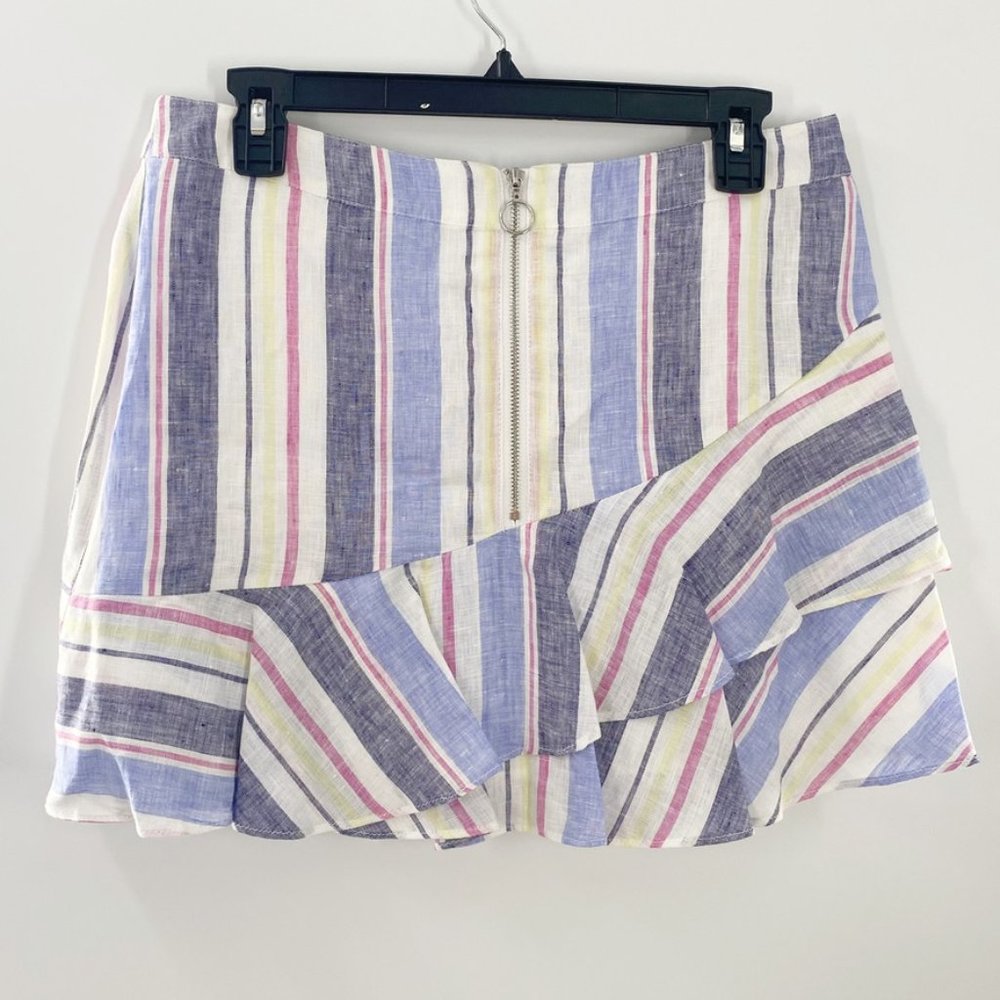 Parker multi stripe Ruffle Linen mini skirt NWT